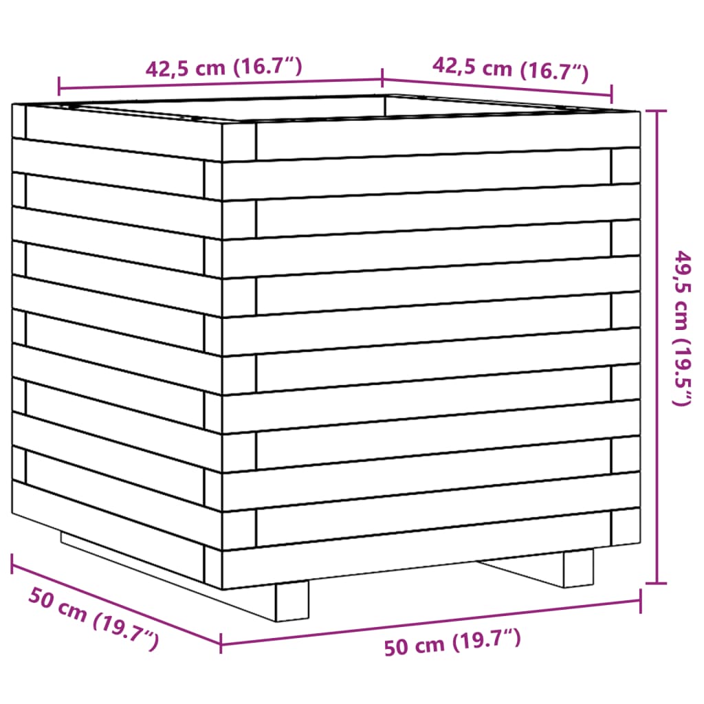 Fioriera da Giardino 50x50x49,5 cm in Legno Massello di Douglas