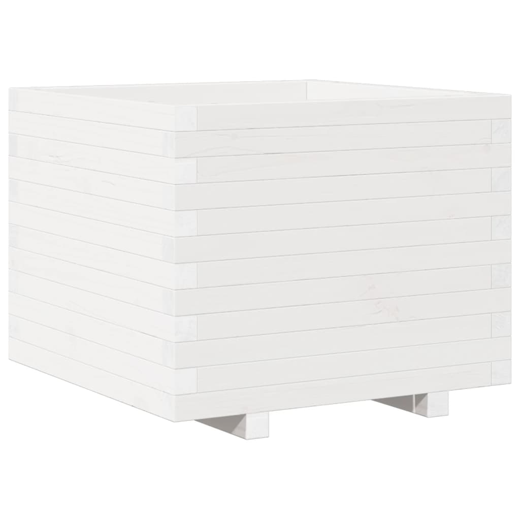 Fioriera da Giardino Bianca 60x60x49,5cm Legno Massello di Pino