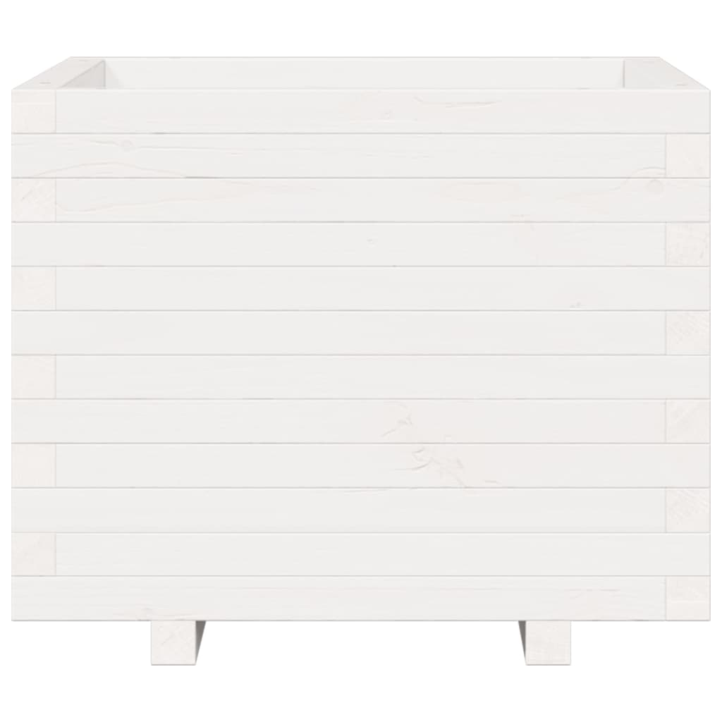 Fioriera da Giardino Bianca 60x60x49,5cm Legno Massello di Pino