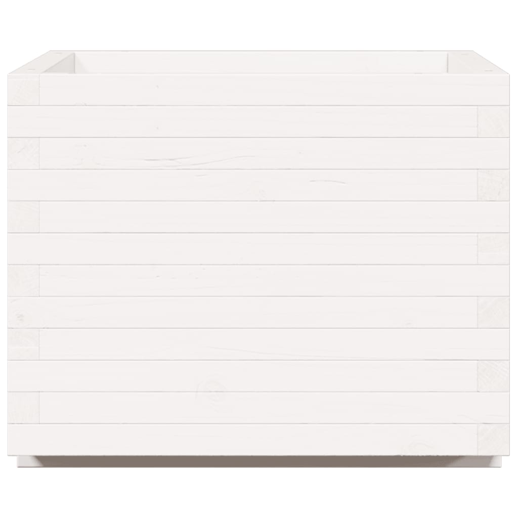 Fioriera da Giardino Bianca 60x60x49,5cm Legno Massello di Pino