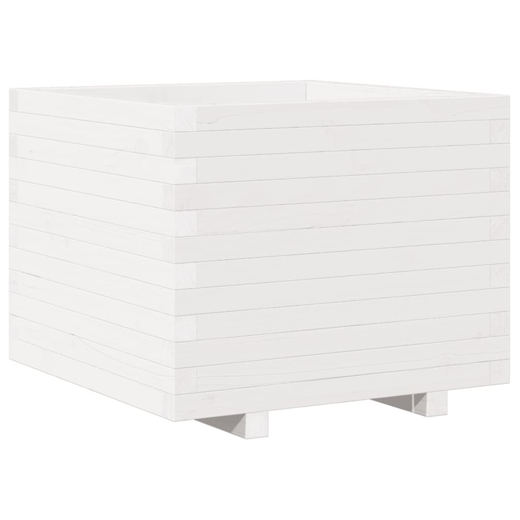 Fioriera da Giardino Bianca 60x60x49,5cm Legno Massello di Pino