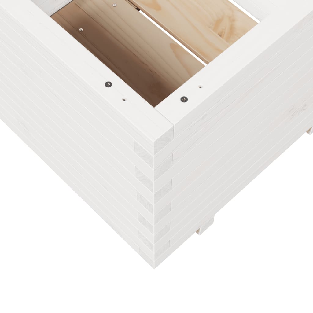 Fioriera da Giardino Bianca 60x60x49,5cm Legno Massello di Pino