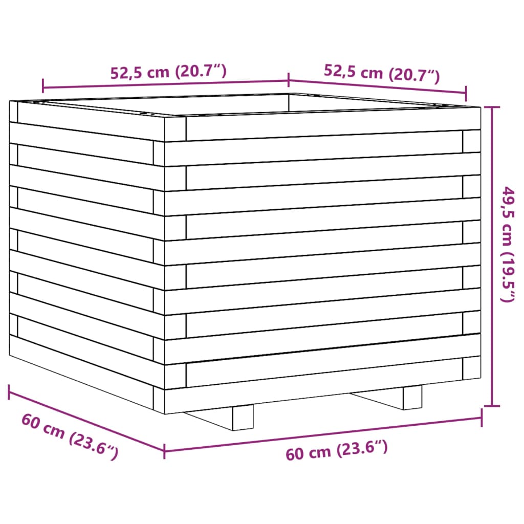 Fioriera da Giardino 60x60x49,5 cm in Legno Massello di Douglas