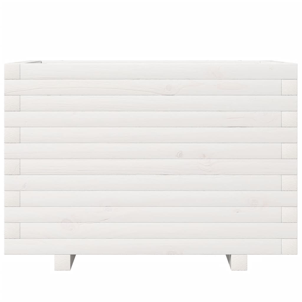 Fioriera da Giardino Bianca 70x40x49,5cm Legno Massello di Pino