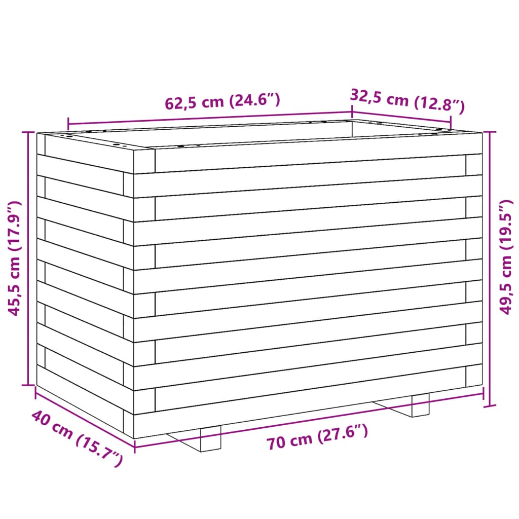 Fioriera da Giardino 70x40x49,5 cm in Legno di Pino Impregnato