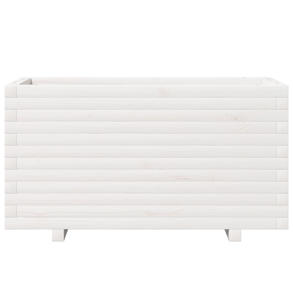 Fioriera da Giardino Bianca 90x40x49,5cm Legno Massello di Pino
