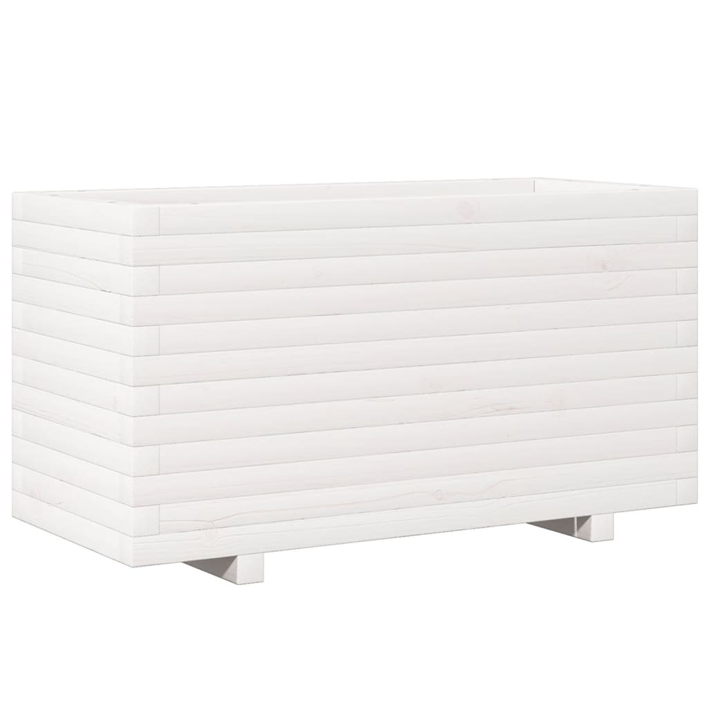 Fioriera da Giardino Bianca 90x40x49,5cm Legno Massello di Pino