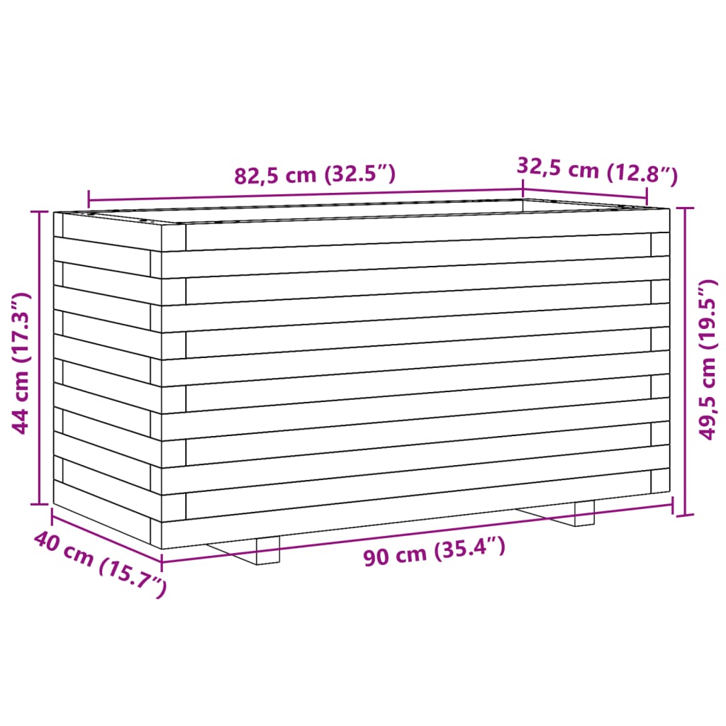 Fioriera Giardino Marrone Cera 90x40x49,5cm Legno Massello Pino