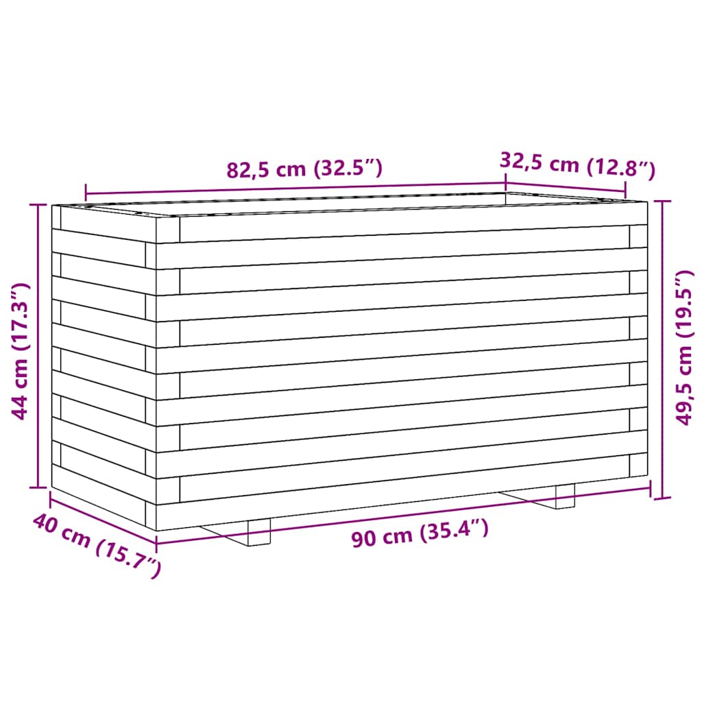Fioriera da Giardino 90x40x49,5 cm in Legno di Pino Impregnato