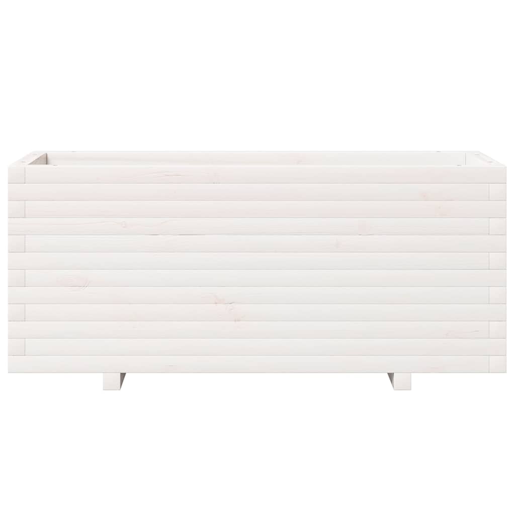 Fioriera da Giardino Bianca 110x40x49,5 cm Legno Massello Pino