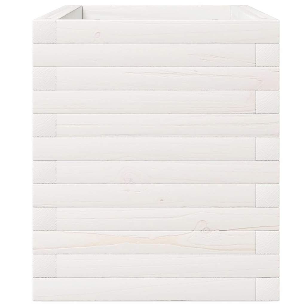 Fioriera da Giardino Bianca 110x40x49,5 cm Legno Massello Pino