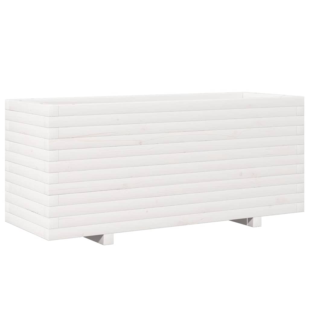 Fioriera da Giardino Bianca 110x40x49,5 cm Legno Massello Pino