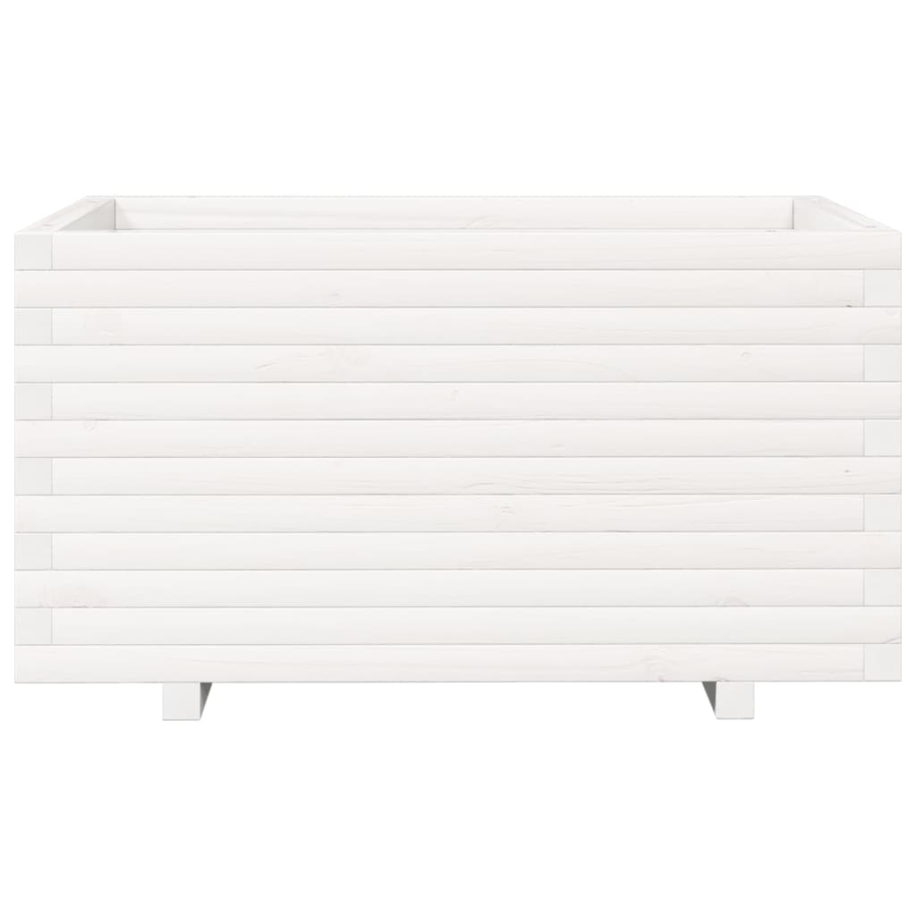 Fioriera da Giardino Bianca 90x60x49,5cm Legno Massello di Pino