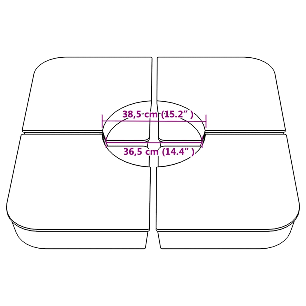 Set Base per Ombrellone 4 pz con Supporto a Croce 100 kg PP