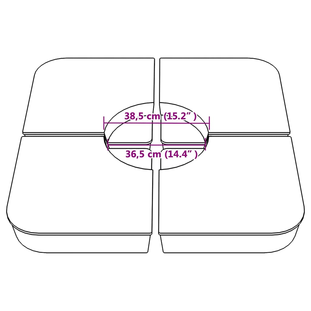 Set Base per Ombrellone 4 pz con Supporto a Croce 100 kg PP