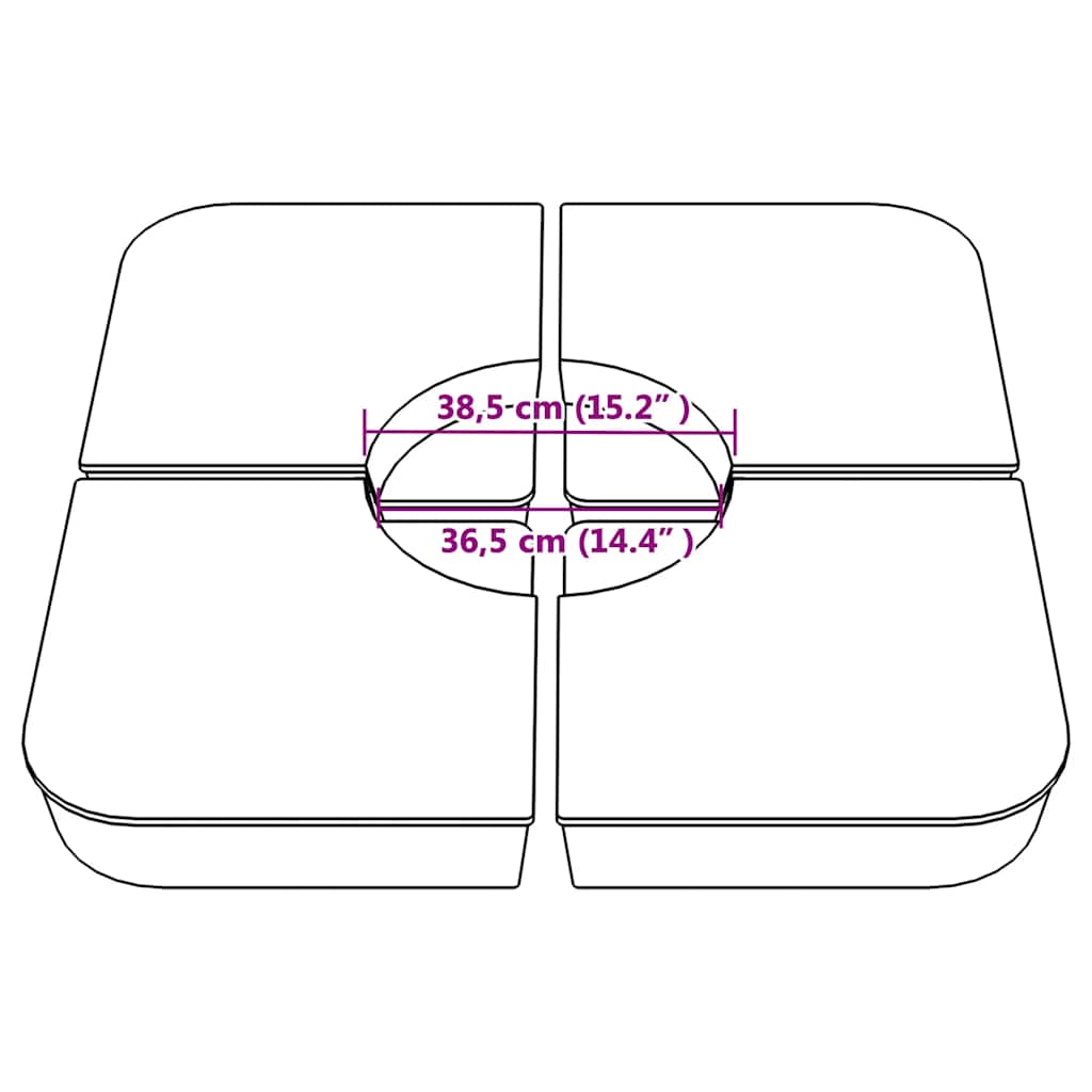 Set Base per Ombrellone 4 pz con Supporto a Croce 100 kg PP