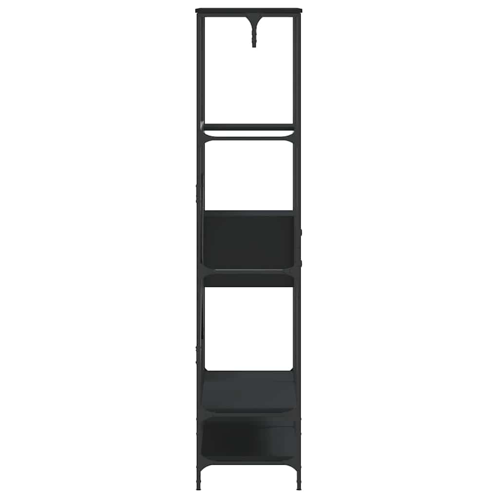 Appendiabiti con Scaffali Nero in Legno Multistrato