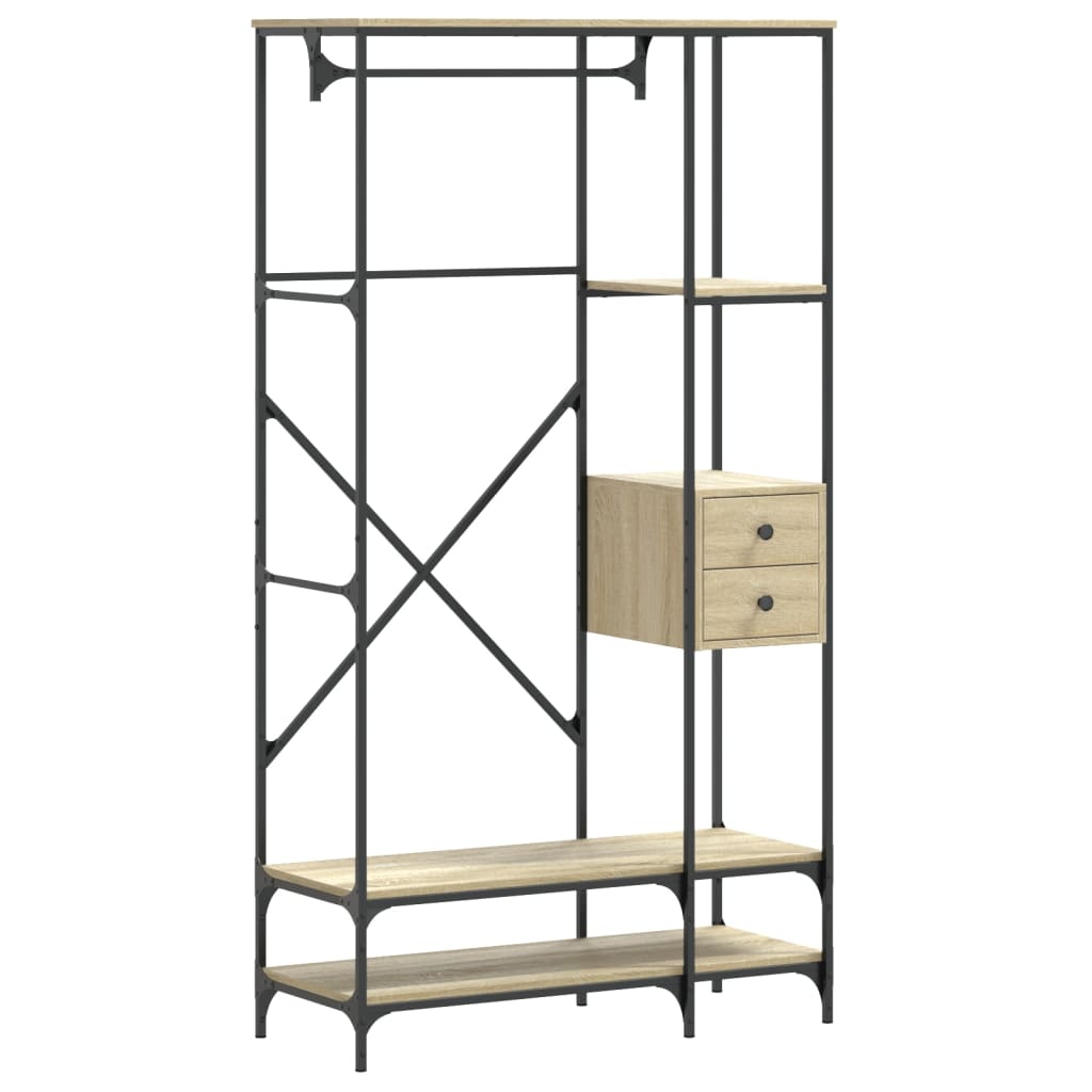 Appendiabiti con Scaffali Rovere Sonoma in Legno Multistrato