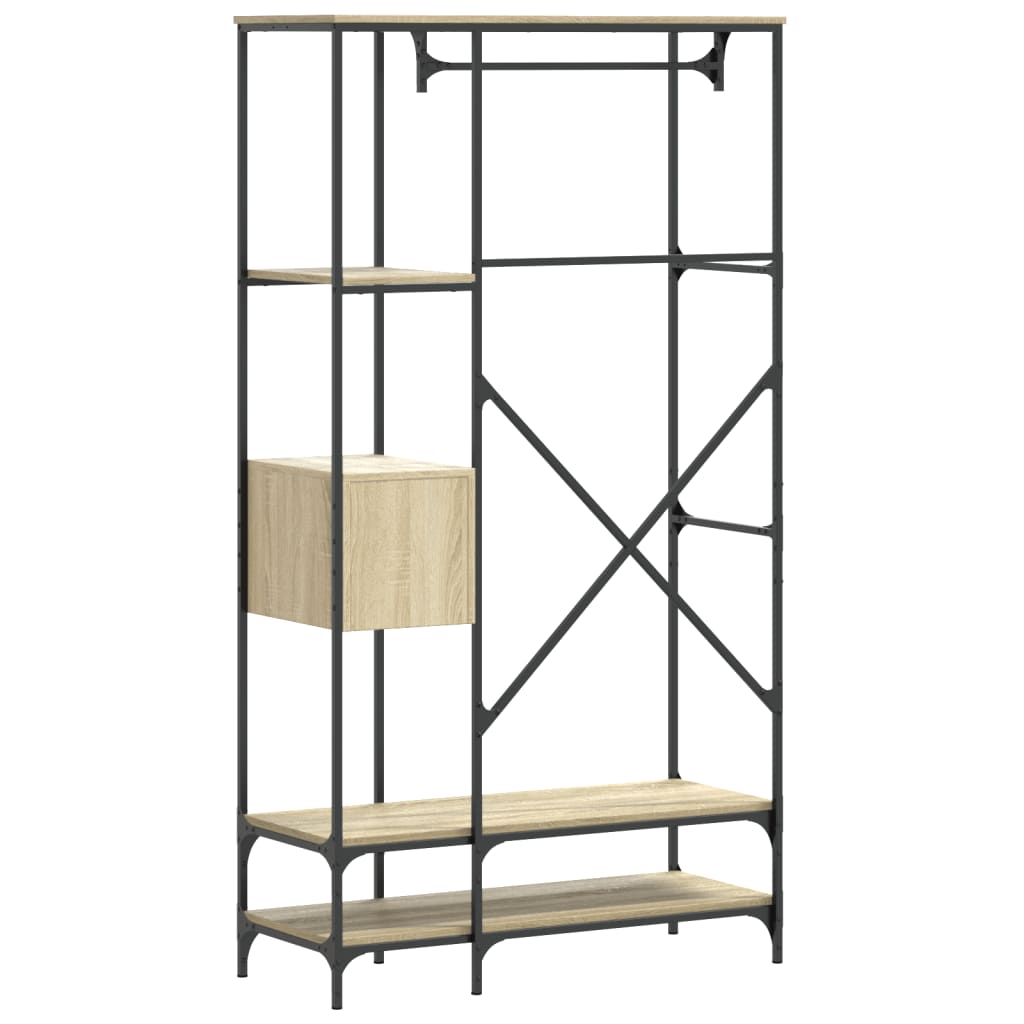Appendiabiti con Scaffali Rovere Sonoma in Legno Multistrato