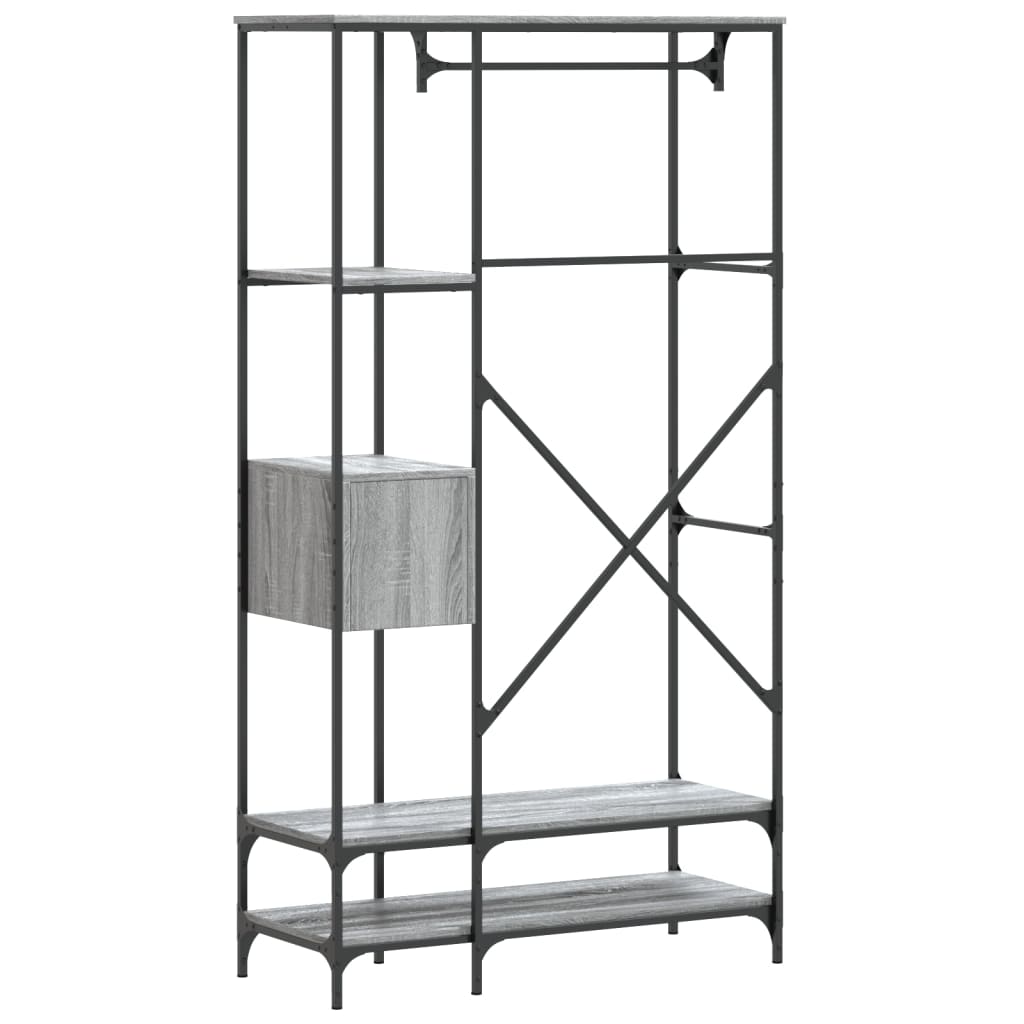 Appendiabiti con Scaffali Grigio Sonoma in Legno Multistrato