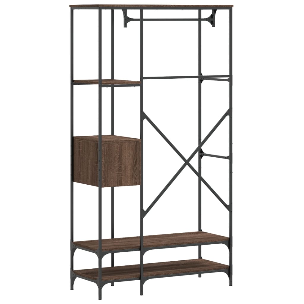 Appendiabiti con Scaffali Rovere Marrone in Legno Multistrato