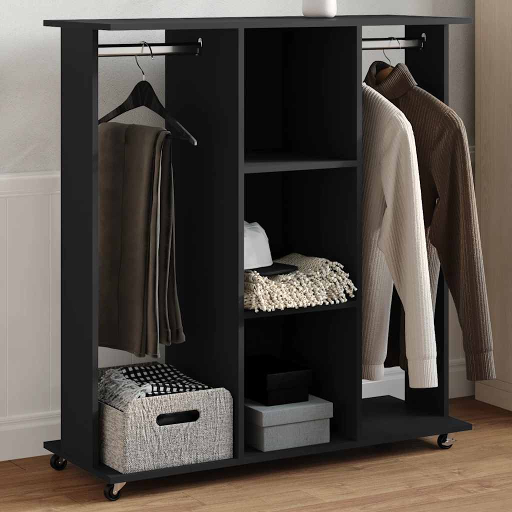 Armadio con Ruote Nero 102x38x110 cm in Legno Multistrato