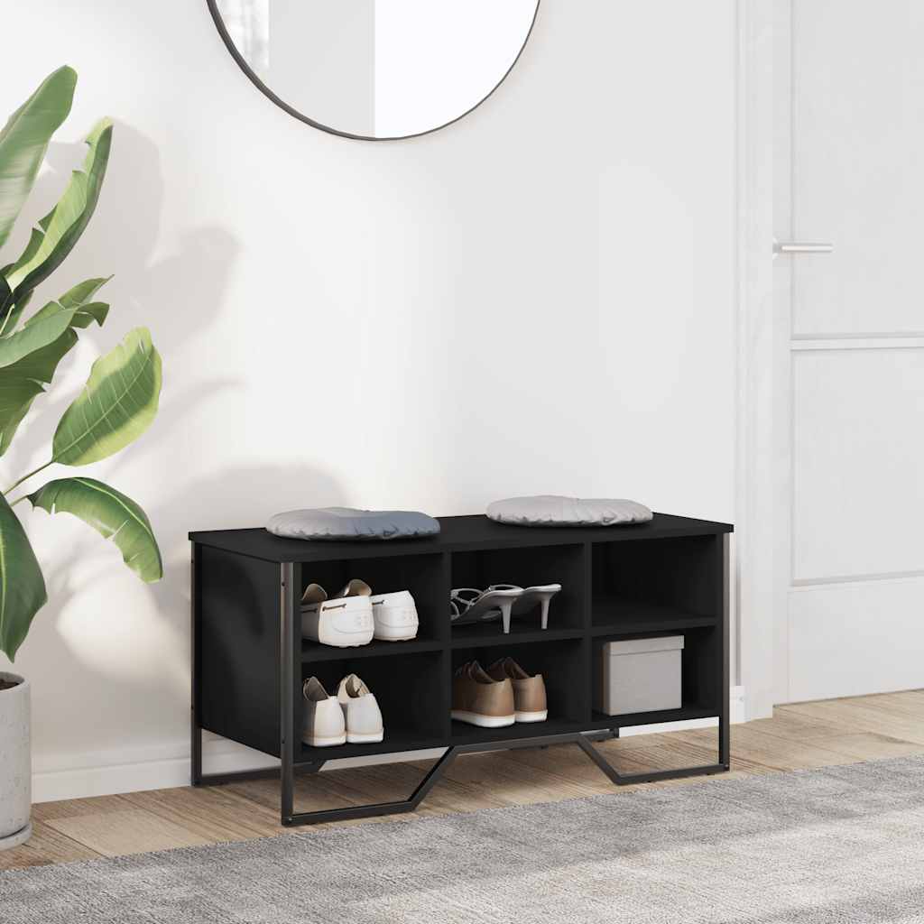 Scarpiera Nera 90x38x45,5 cm in Truciolato