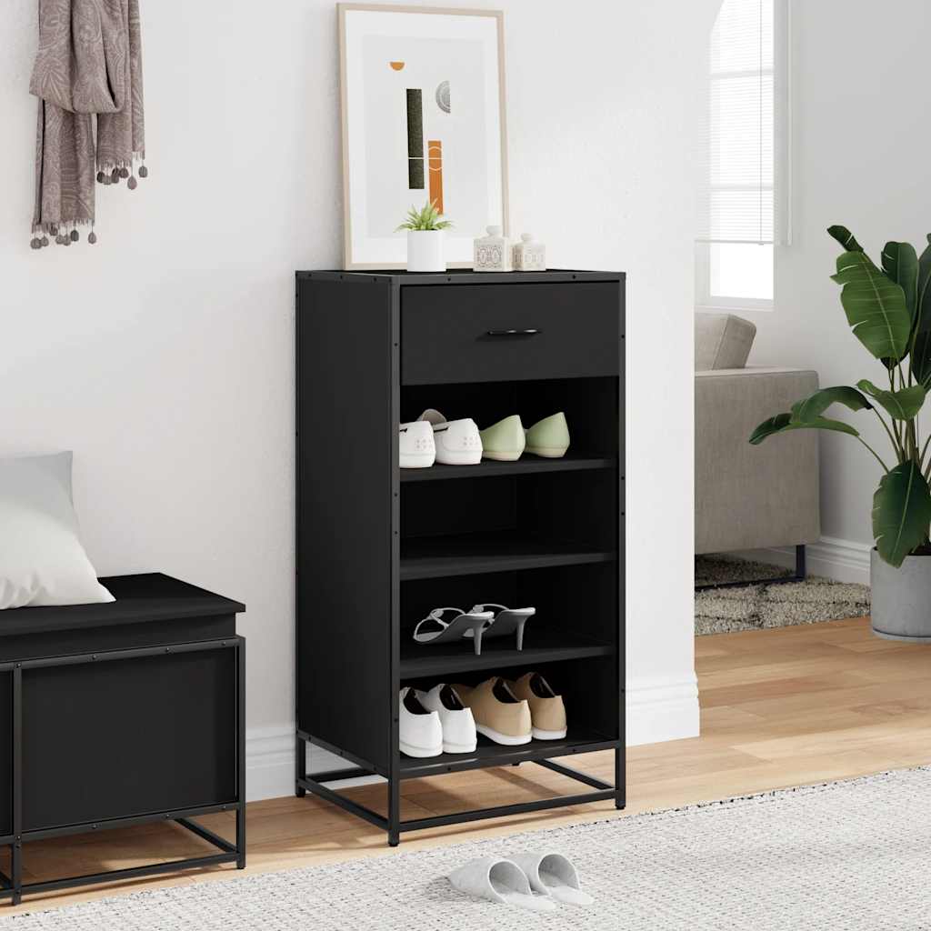 Scarpiera Nera 48x38x97,5 cm in Legno Multistrato