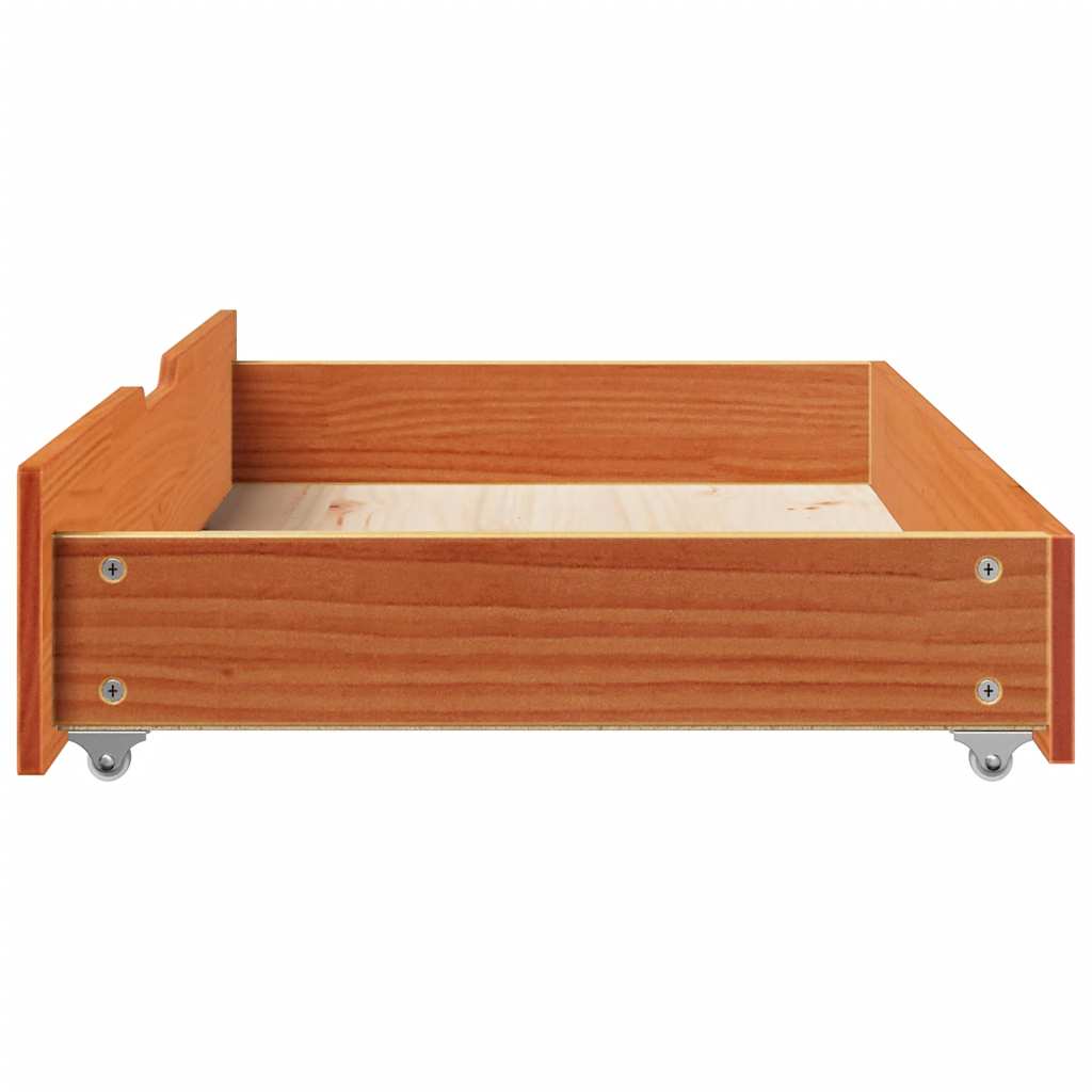 Cassettoni per Letto 2pz Marrone Cera 95x55x17 cm Legno di Pino