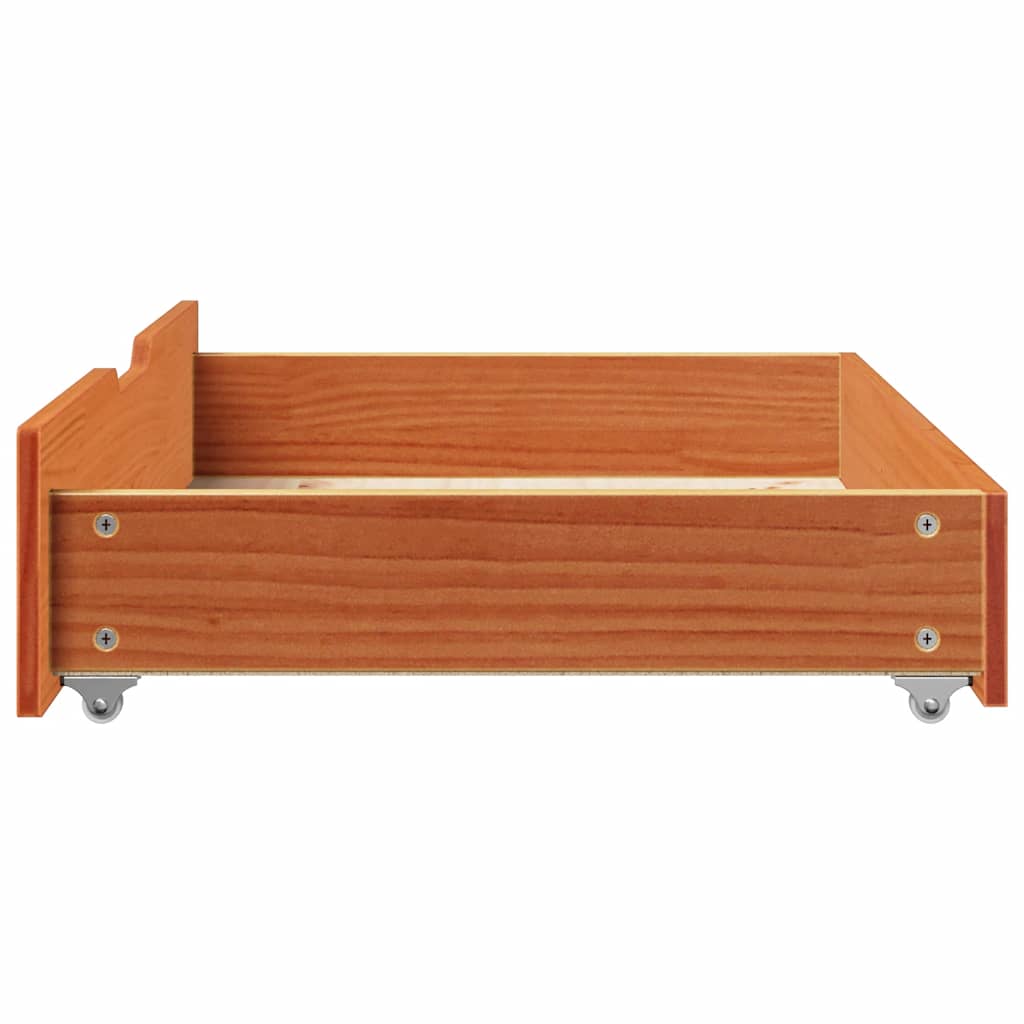 Cassettoni per Letto 2pz Marrone Cera 80x55x17 cm Legno di Pino