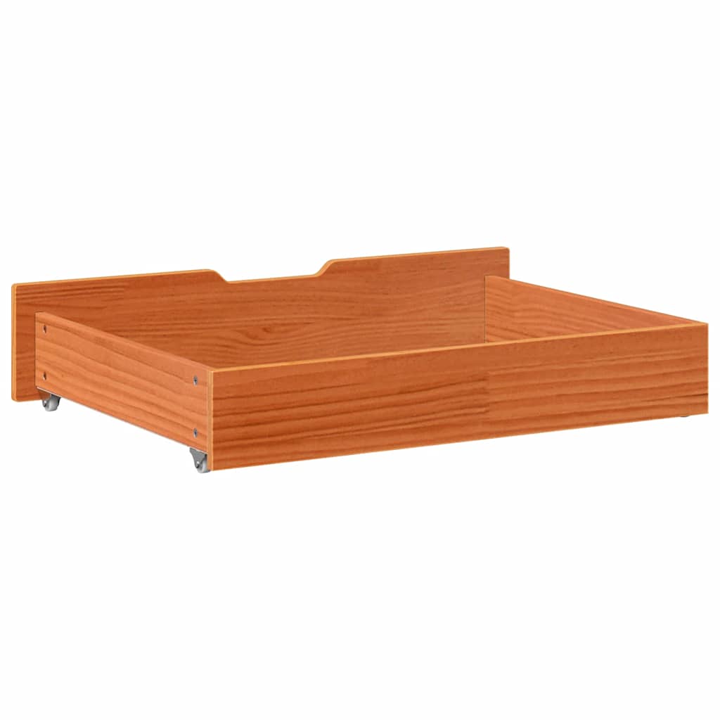 Cassettoni per Letto 2pz Marrone Cera 80x55x17 cm Legno di Pino