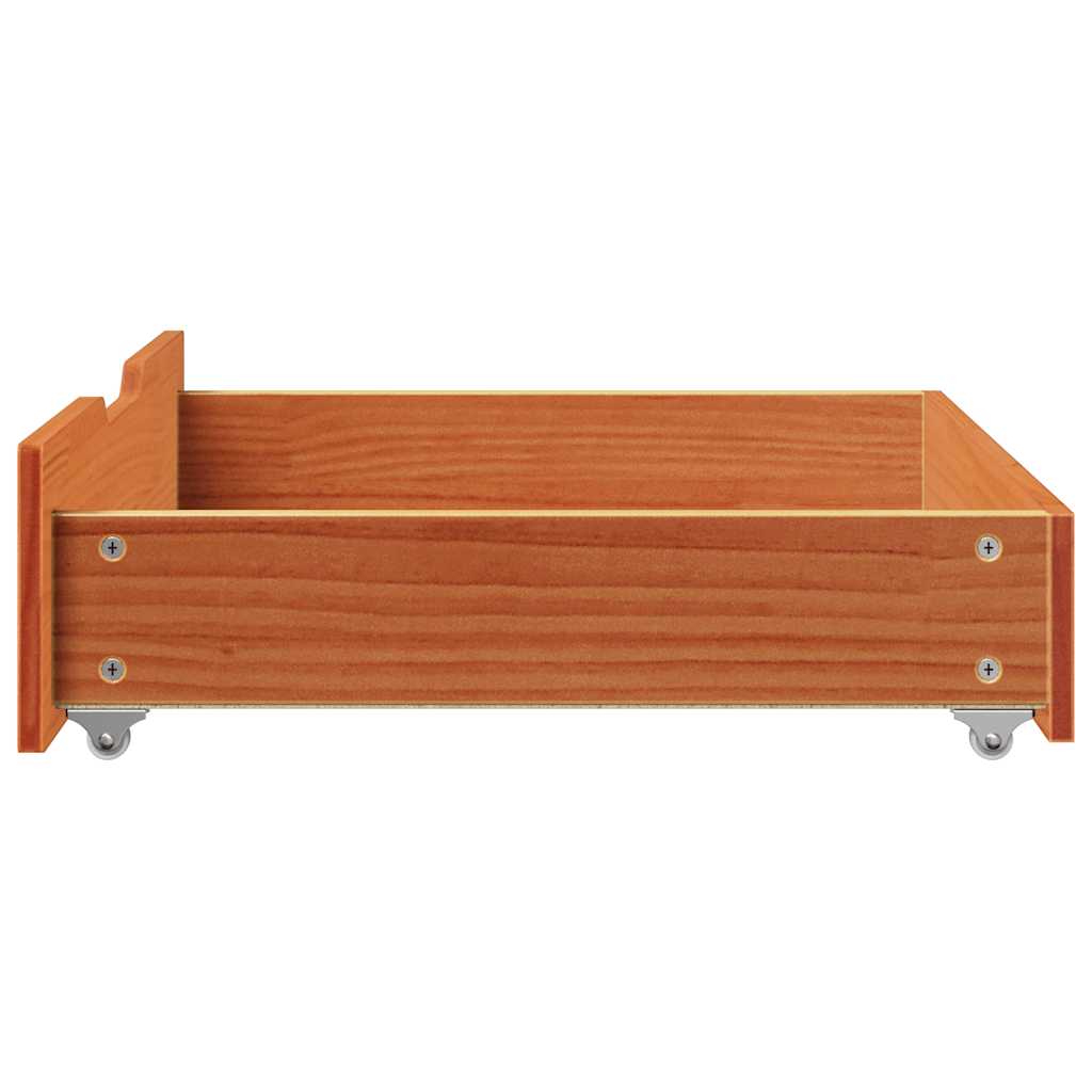 Cassettoni per Letto 2pz Marrone Cera 75x55x17 cm Legno di Pino