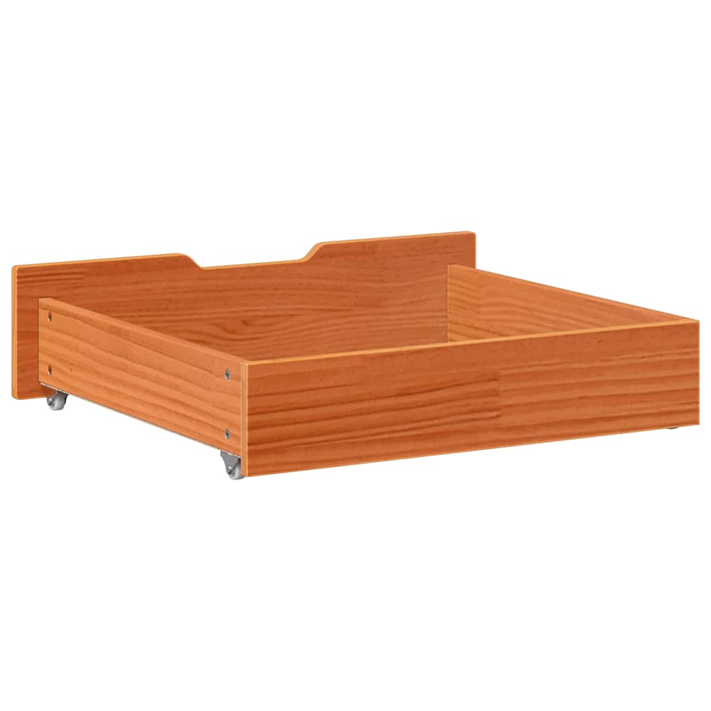 Cassettoni per Letto 2pz Marrone Cera 75x55x17 cm Legno di Pino