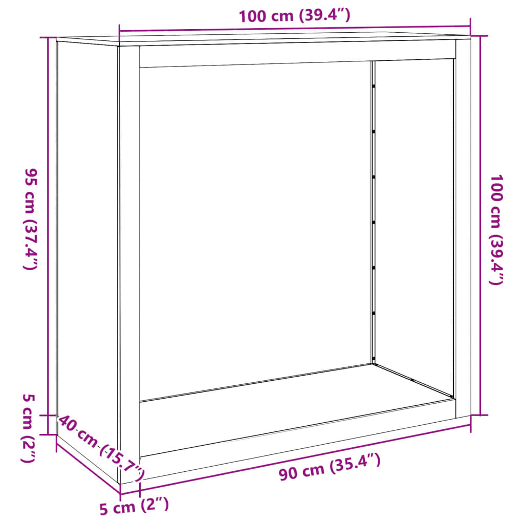Rastrelliera per Legna da Ardere Nera 100x40x100 cm in Acciaio