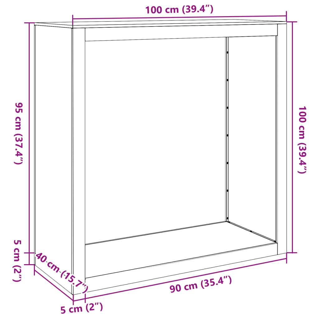 Rastrelliera per Legna da Ardere Antracite 100x40x100cm Acciaio