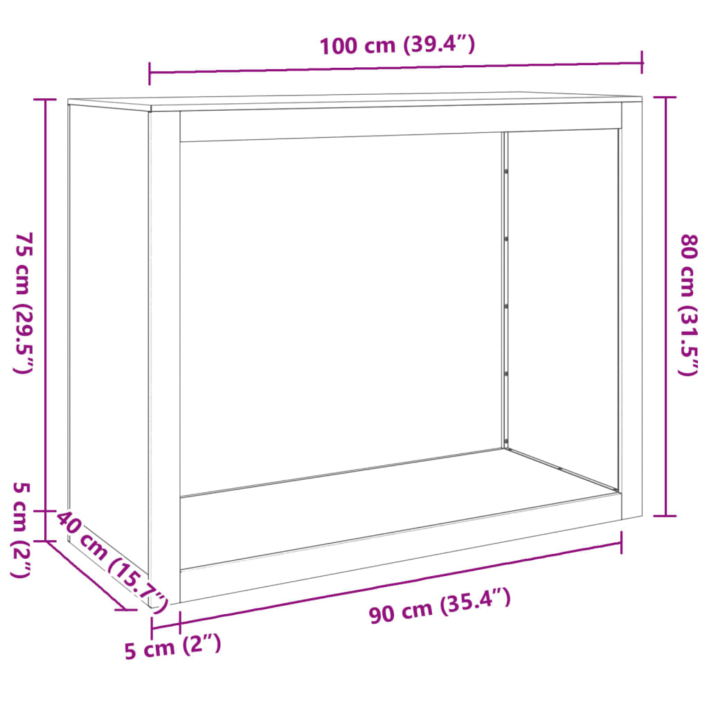 Rastrelliera per Legna da Ardere Bianca 100x40x80 cm in Acciaio