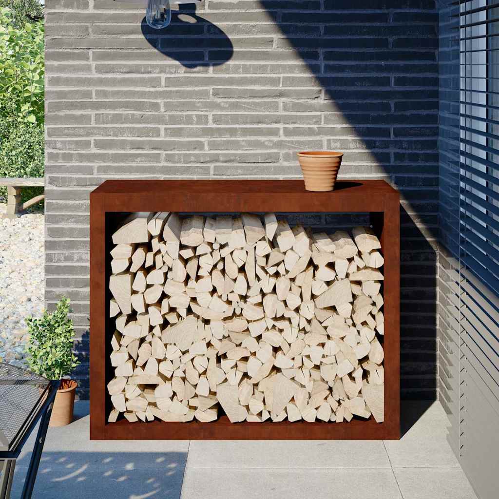 Rack per Legna da Ardere 100x40x80 cm in Acciaio Corten