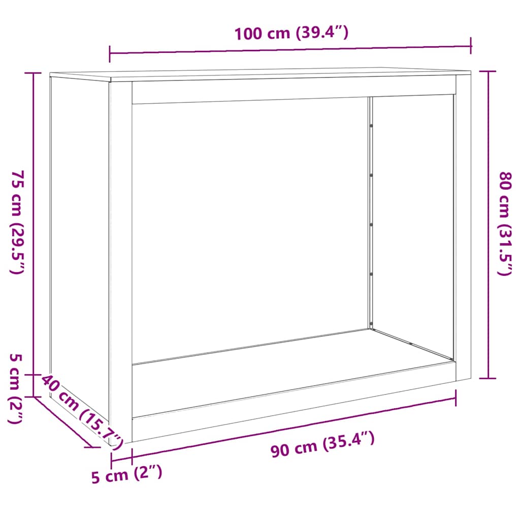 Rack per Legna da Ardere 100x40x80 cm in Acciaio Corten