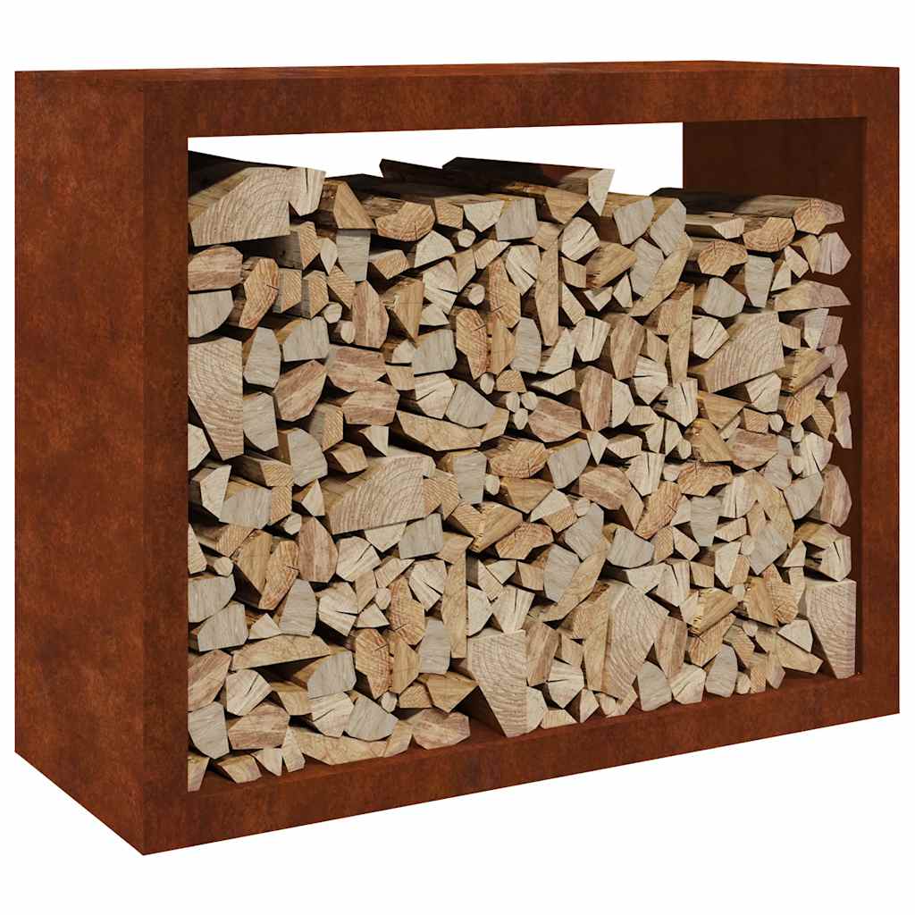 Rack per Legna da Ardere 100x40x80 cm in Acciaio Corten