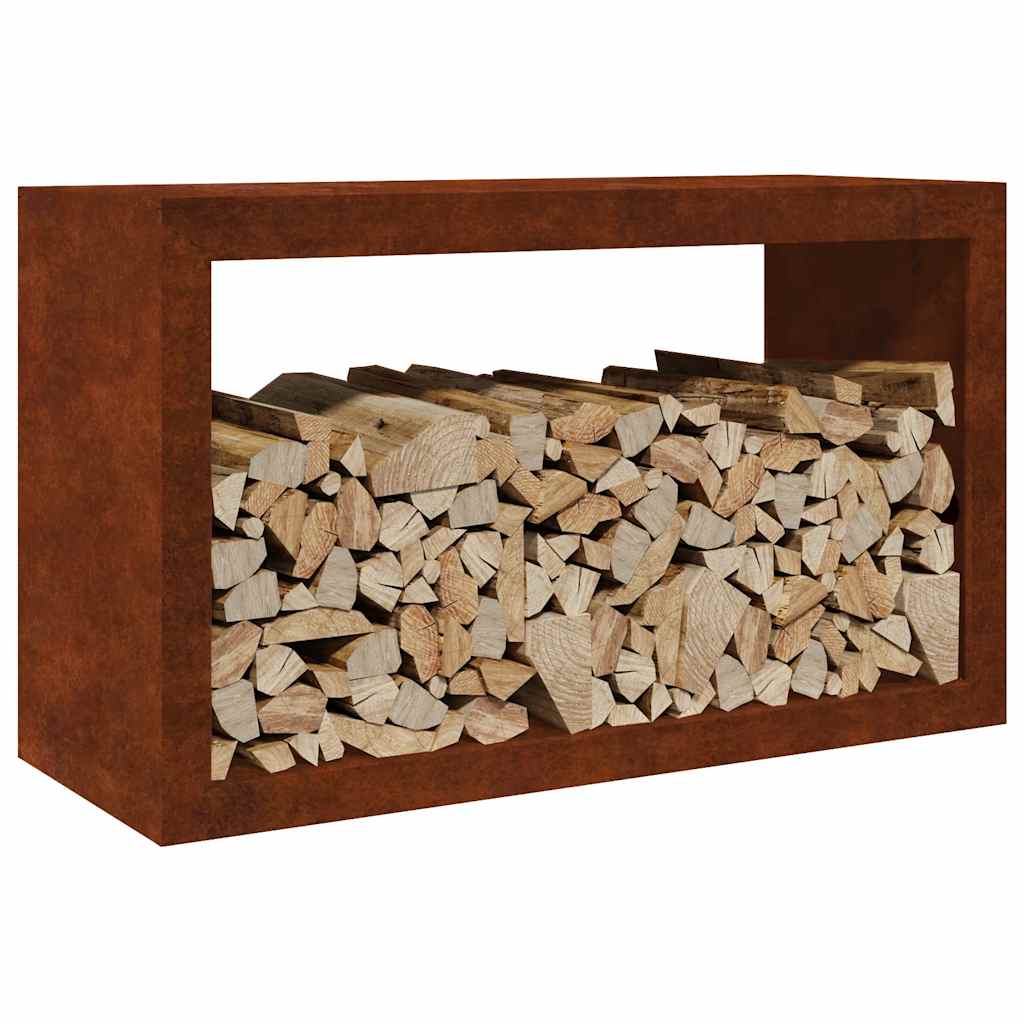 Rack per Legna da Ardere 100x40x60 cm in Acciaio Corten