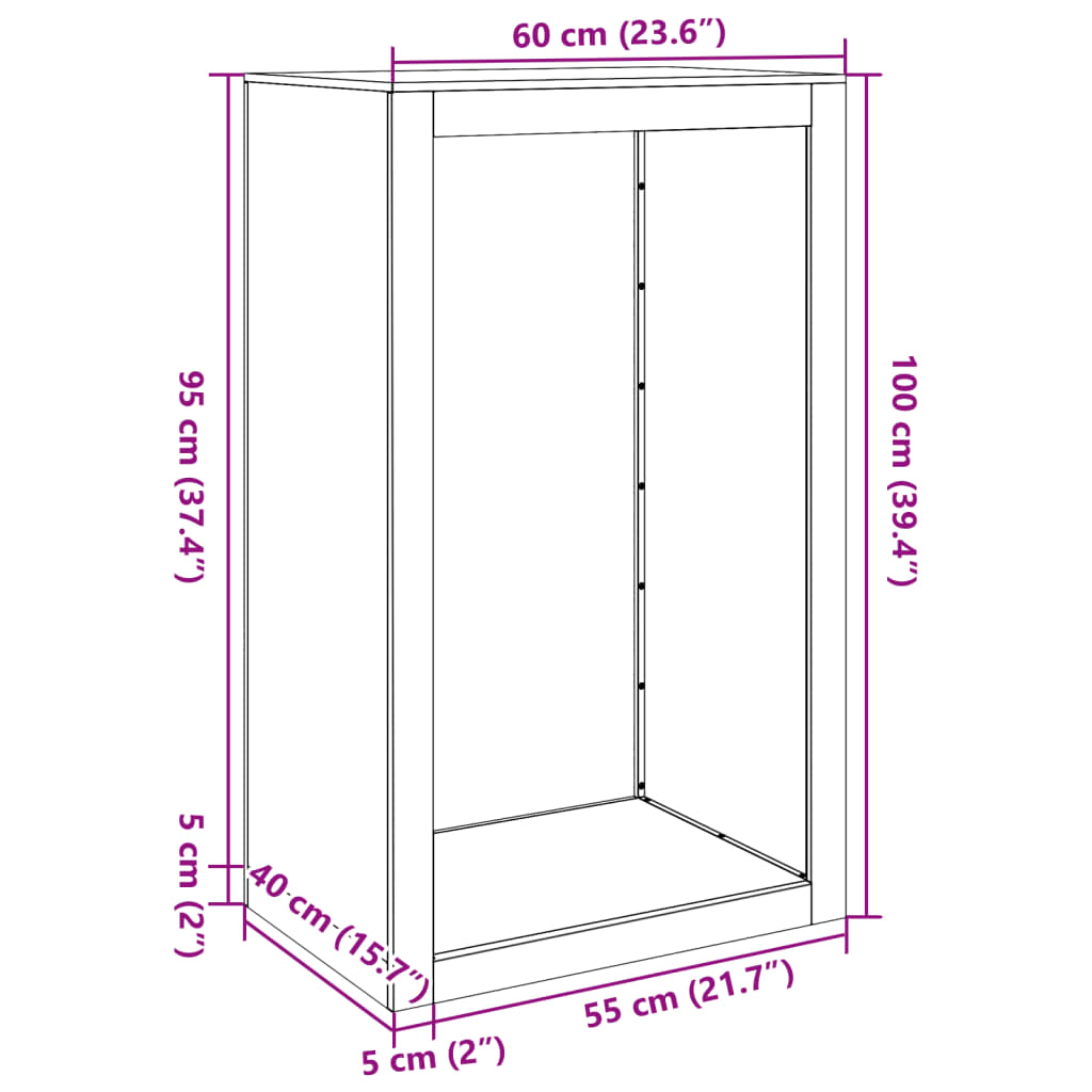 Rastrelliera per Legna da Ardere Bianca 60x40x100 cm in Acciaio