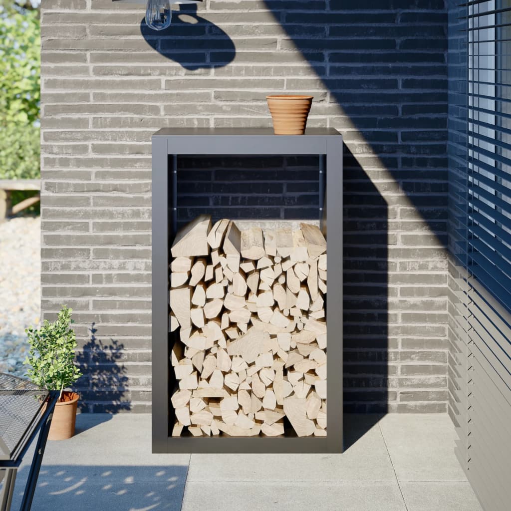 Rastrelliera per Legna da Ardere Antracite 60x40x100 cm Acciaio