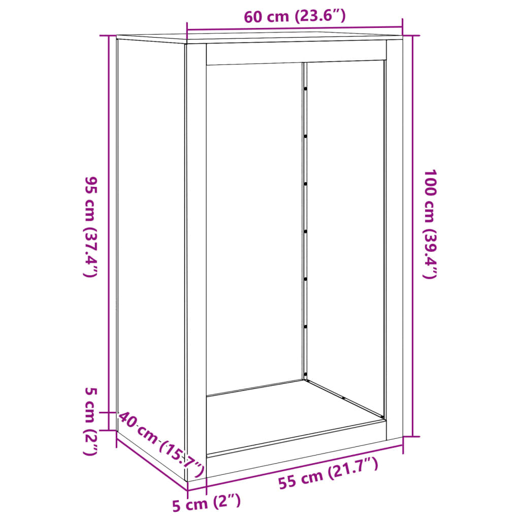 Rastrelliera per Legna da Ardere Antracite 60x40x100 cm Acciaio