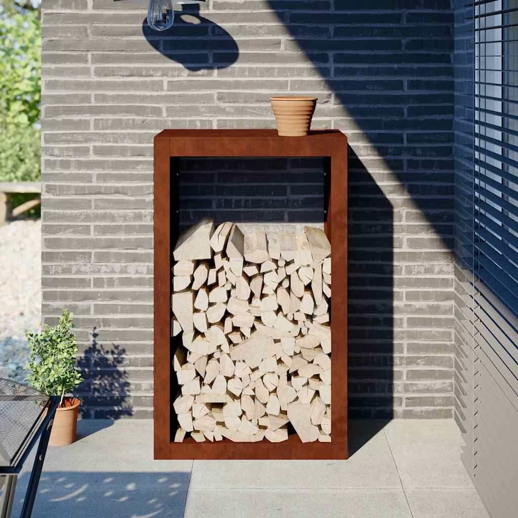 Rack per Legna da Ardere 60x40x100 cm in Acciaio Corten