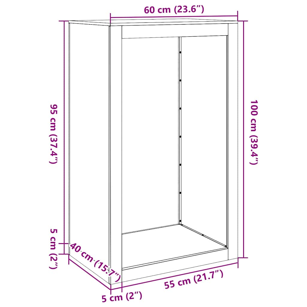Rack per Legna da Ardere 60x40x100 cm in Acciaio Corten