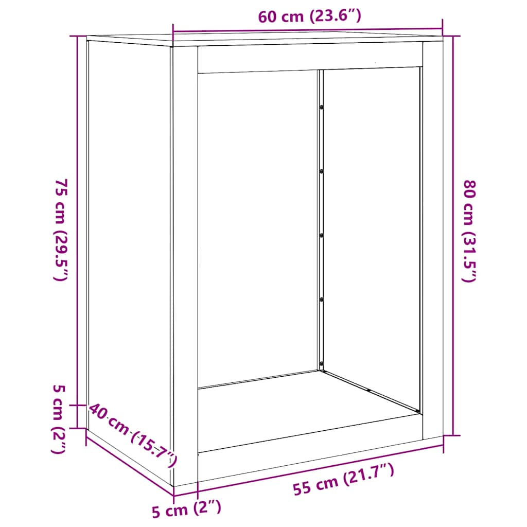Rastrelliera per Legna 60x40x80 cm in Acciaio Zincato