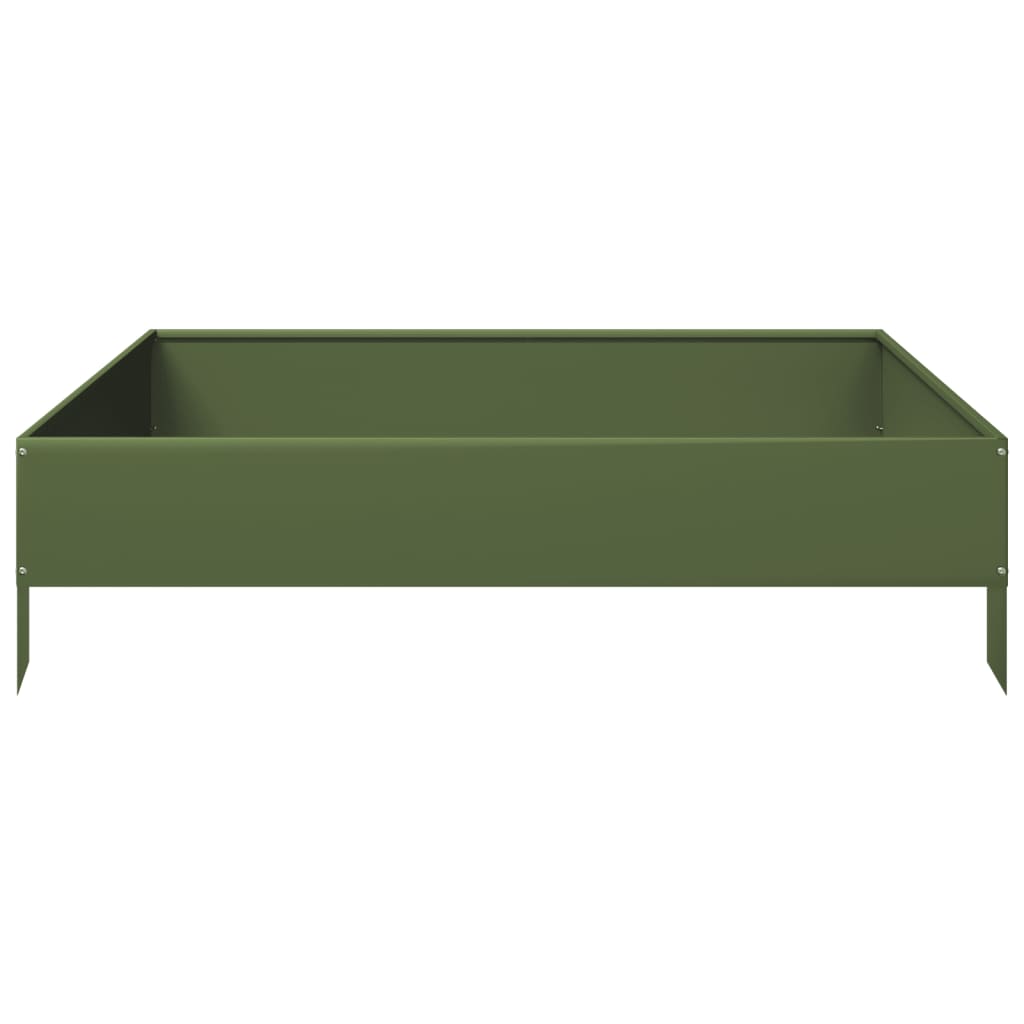 Fioriera Rialzata Giardino Verde Oliva 100x100x26 cm Acciaio