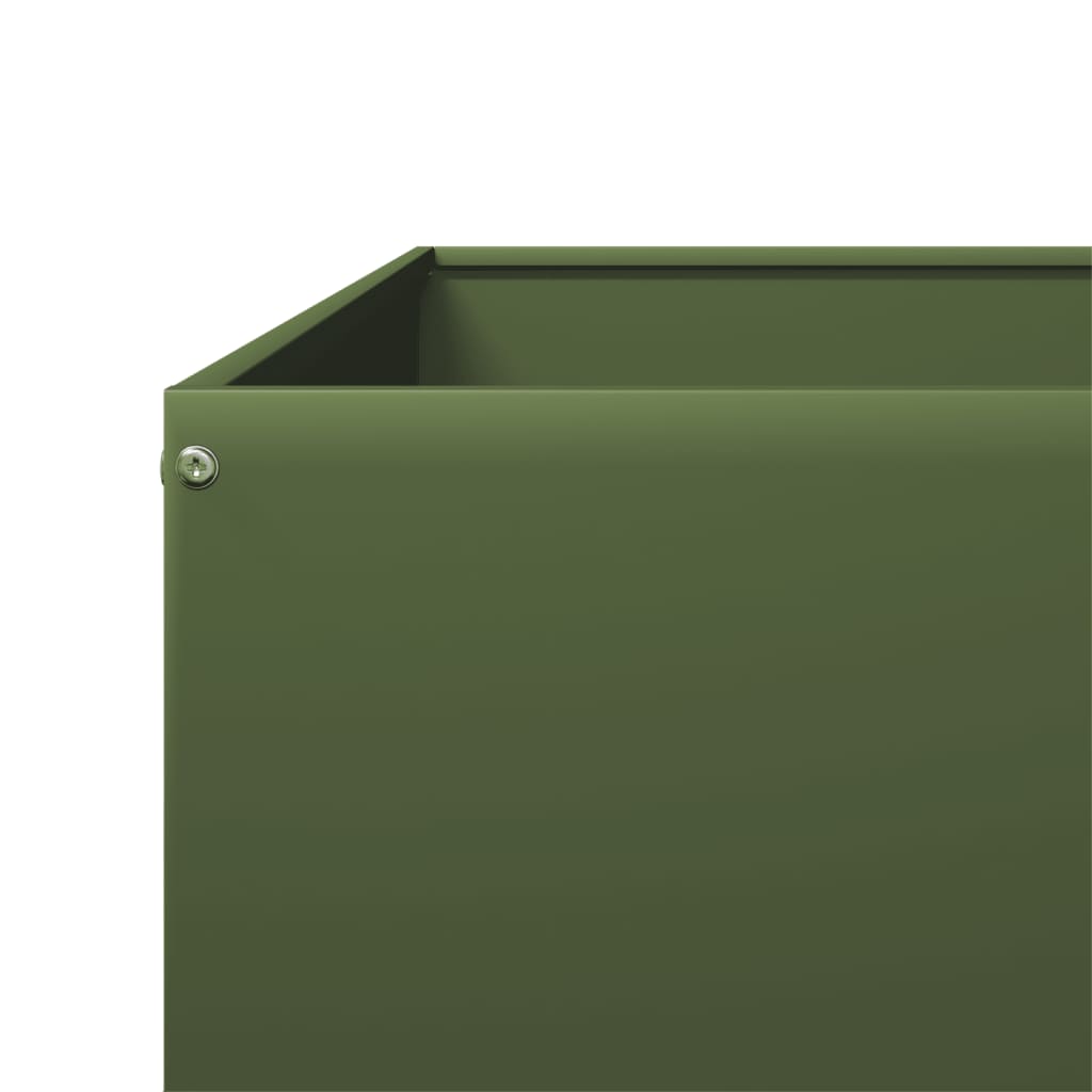 Fioriera Rialzata Giardino Verde Oliva 100x100x26 cm Acciaio
