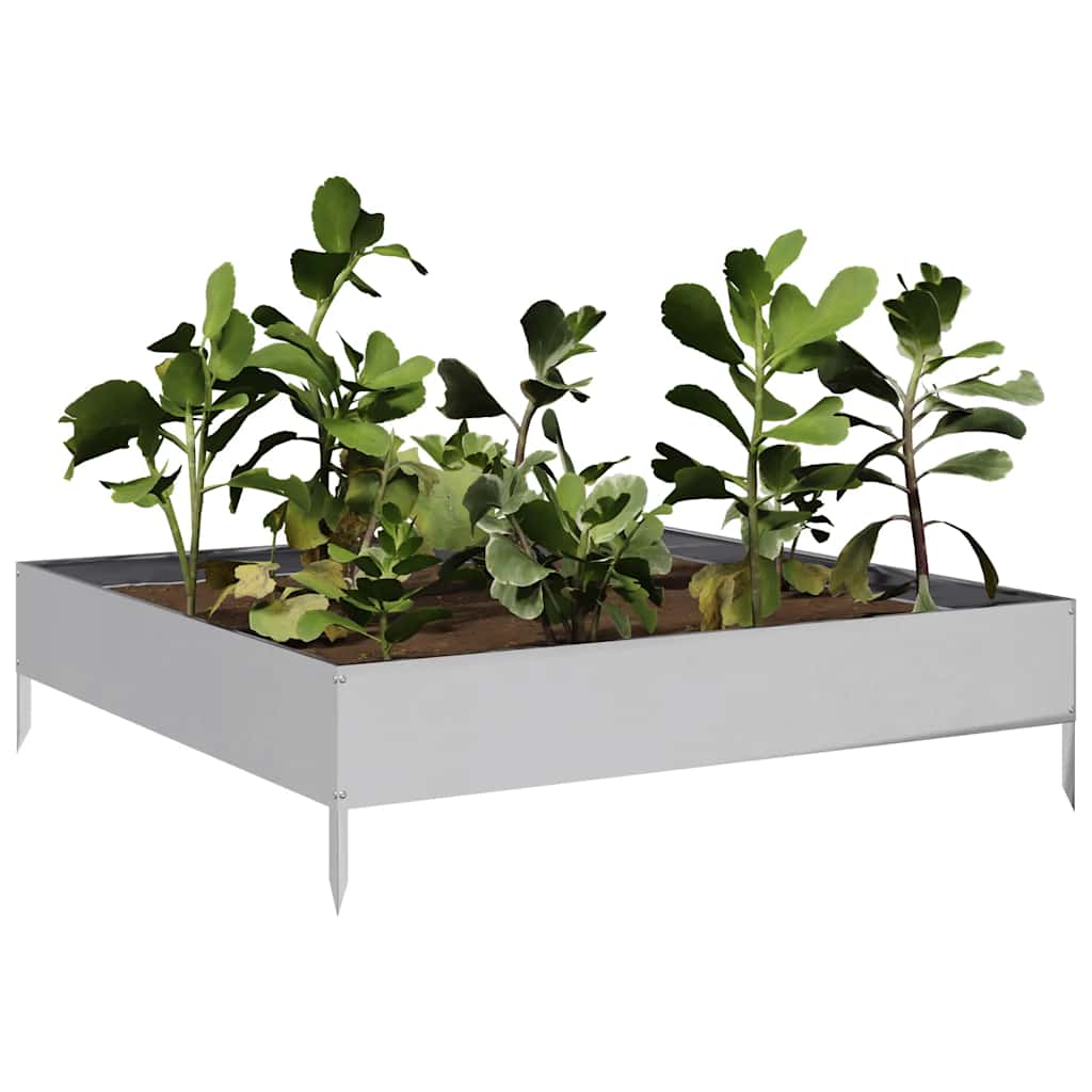 Fioriera Rialzata da Giardino 100x100x26 cm in Acciaio Zincato