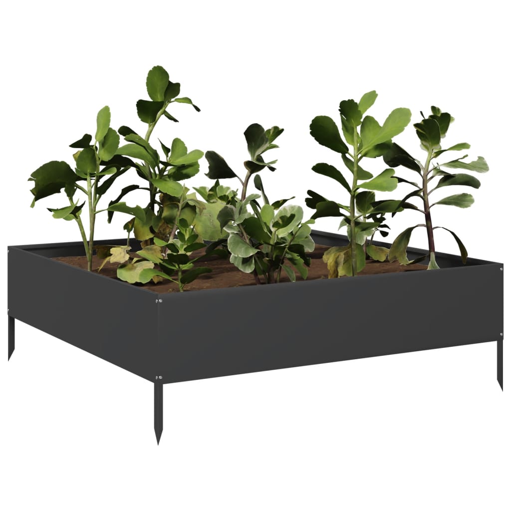 Fioriera Rialzata da Giardino Nera 100x100x33,5 cm in Acciaio